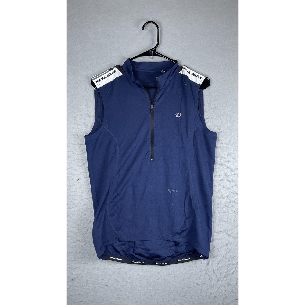 Pearl Izumi Cycling Jersey Tank Mens Medium Blue 1/4 Zip Sleeveless Bike Top
